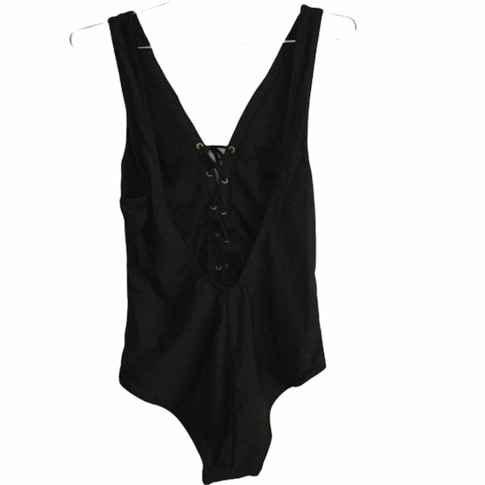 Ree Bees Black One Piece Lace-up Swimsuit